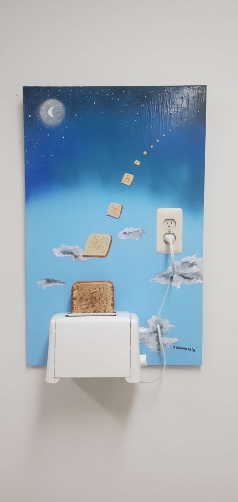 Jeffery Denholtz "Powerful Toaster" Mixed media (2023)
Artist's Description: Can toast be launched into the galaxy?